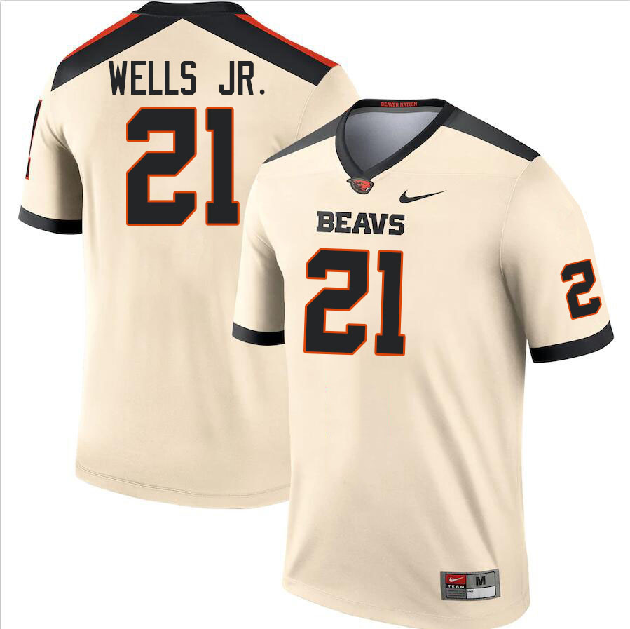 Men #21 David Wells Jr. Oregon State Beavers College Football Jerseys Stitched-Cream